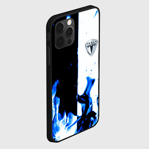 Чехол iPhone 12 Pro Max Tesla Elon Mask fire / 3D-Черный – фото 2