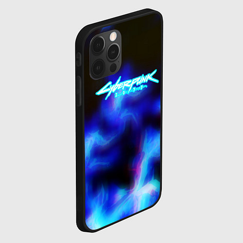 Чехол iPhone 12 Pro Max Cyberpunk 2077 fire / 3D-Черный – фото 2