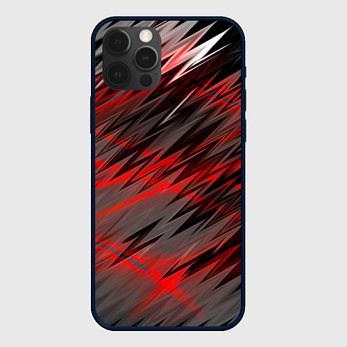 Чехол iPhone 12 Pro Max Красные полосы надрезы / 3D-Черный – фото 1