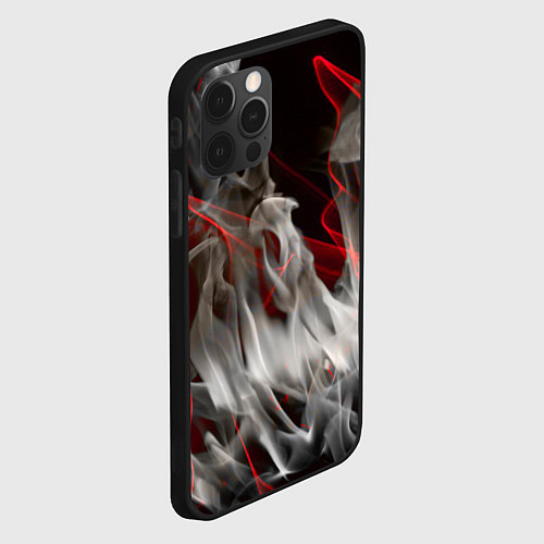Чехол iPhone 12 Pro Max Дым и красные узоры / 3D-Черный – фото 2