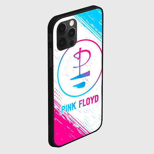 Чехол iPhone 12 Pro Max Pink Floyd neon gradient style / 3D-Черный – фото 2