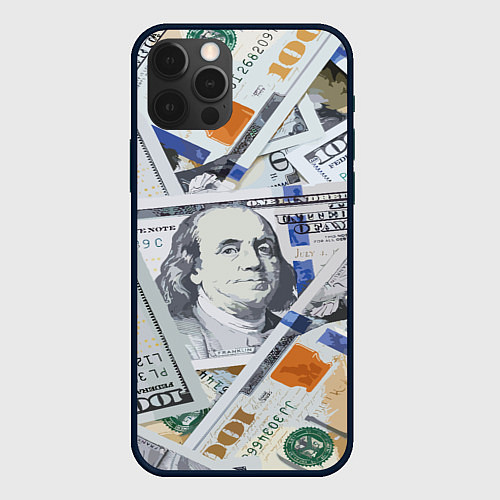 Чехол iPhone 12 Pro Max Сто зеленых / 3D-Черный – фото 1