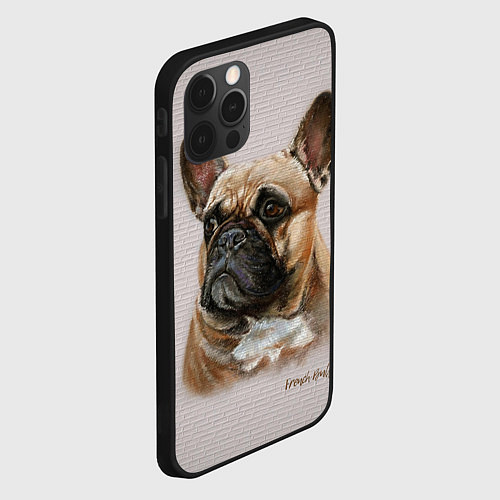 Чехол iPhone 12 Pro Max Французский палевый бульдог на кирпичной стене / 3D-Черный – фото 2