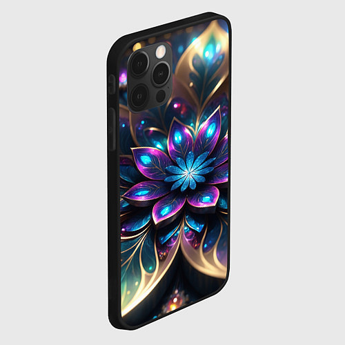 Чехол iPhone 12 Pro Max Абстрактный фрактальный цветок / 3D-Черный – фото 2