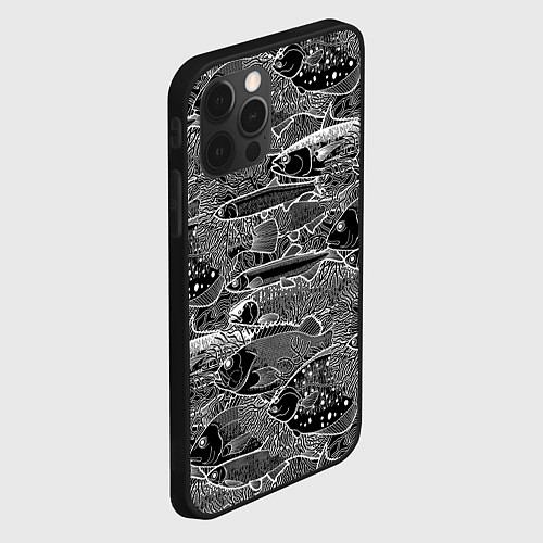 Чехол iPhone 12 Pro Max Экзотические рыбы и кораллы / 3D-Черный – фото 2