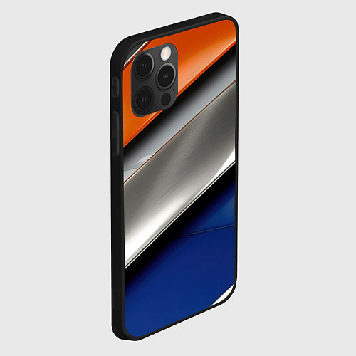 Чехол iPhone 12 Pro Max Разноцветные полоски / 3D-Черный – фото 2