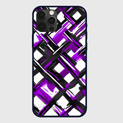 Чехол iPhone 12 Pro Max Фиолетовые и чёрные мазки