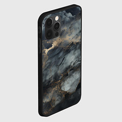 Чехол для iPhone 12 Pro Max Темно-серый мрамор, цвет: 3D-черный — фото 2