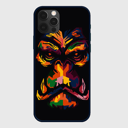 Чехол iPhone 12 Pro Max Морда гориллы поп-арт / 3D-Черный – фото 1