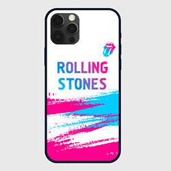 Чехол для iPhone 12 Pro Max Rolling Stones neon gradient style посередине, цвет: 3D-черный