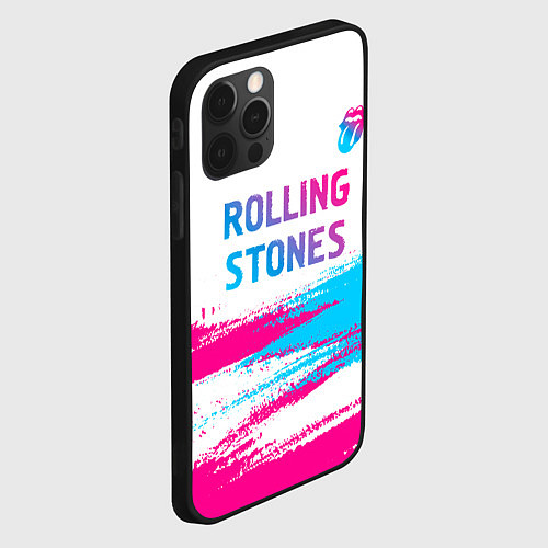 Чехол iPhone 12 Pro Max Rolling Stones neon gradient style посередине / 3D-Черный – фото 2