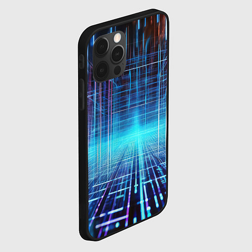 Чехол iPhone 12 Pro Max Киберпанк неоновый коридор / 3D-Черный – фото 2