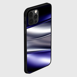 Чехол для iPhone 12 Pro Max Белая абстракция на фиолетовом, цвет: 3D-черный — фото 2