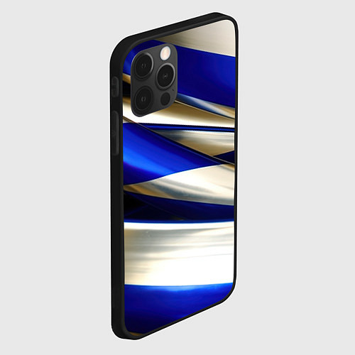 Чехол iPhone 12 Pro Max Blue white abstract / 3D-Черный – фото 2