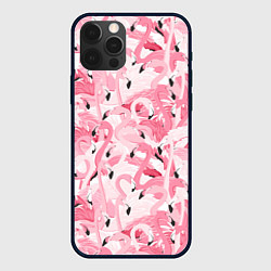Чехол для iPhone 12 Pro Max Стая розовых фламинго, цвет: 3D-черный