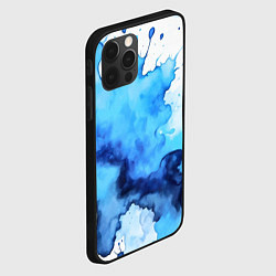 Чехол для iPhone 12 Pro Max Синяя акварельная абстракция, цвет: 3D-черный — фото 2