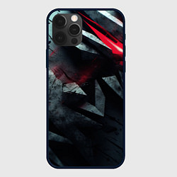 Чехол iPhone 12 Pro Max Черная металлическая с красной вставкой