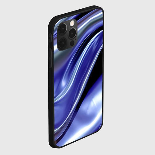 Чехол iPhone 12 Pro Max Синяя вязкая абстракция / 3D-Черный – фото 2