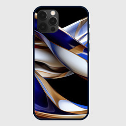 Чехол для iPhone 12 Pro Max Синие и белые волны абстракт, цвет: 3D-черный