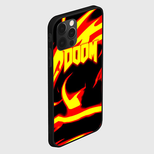 Чехол iPhone 12 Pro Max Doom eternal fire storm / 3D-Черный – фото 2