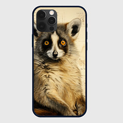 Чехол для iPhone 12 Pro Max Лемур в стиле диаграмм Давинчи, цвет: 3D-черный