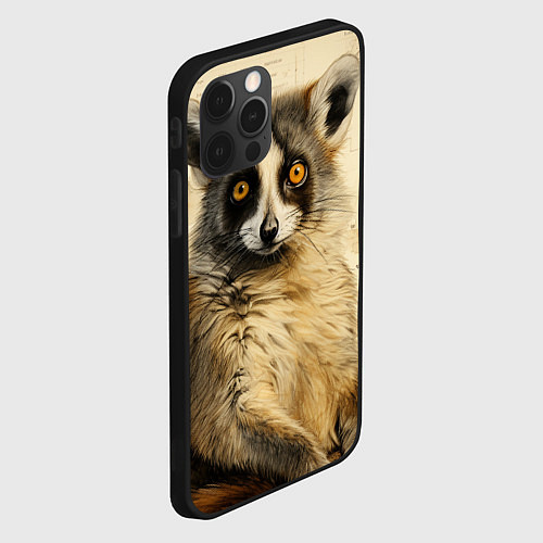Чехол iPhone 12 Pro Max Лемур в стиле диаграмм Давинчи / 3D-Черный – фото 2