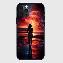 Чехол для iPhone 12 Pro Max Девушка на закате - космос, цвет: 3D-черный