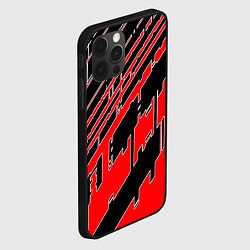 Чехол для iPhone 12 Pro Max Киберпанк линии красные, цвет: 3D-черный — фото 2