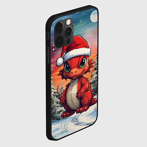 Чехол iPhone 12 Pro Max Маленький красный дракон / 3D-Черный – фото 2
