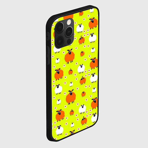 Чехол iPhone 12 Pro Max Стадо овец в поле / 3D-Черный – фото 2