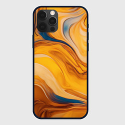 Чехол для iPhone 12 Pro Max Жидкая золотая текстура - нейросеть, цвет: 3D-черный