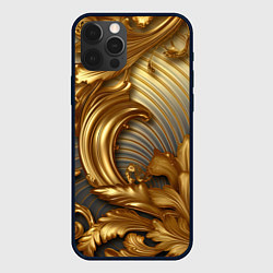 Чехол для iPhone 12 Pro Max Золотая текстура и абстракции, цвет: 3D-черный