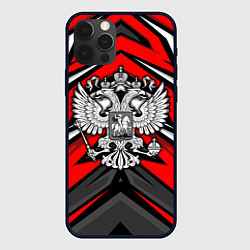 Чехол для iPhone 12 Pro Max Россия - красная геометрия, цвет: 3D-черный