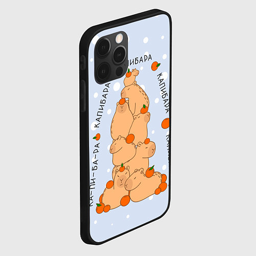 Чехол iPhone 12 Pro Max Гора капибара с мандаринами / 3D-Черный – фото 2