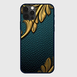 Чехол для iPhone 12 Pro Max Золотистые листочки абстракт, цвет: 3D-черный