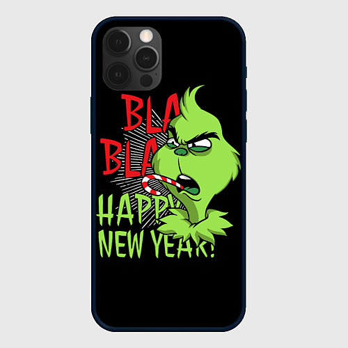 Чехол iPhone 12 Pro Max Grinch - happy New Year / 3D-Черный – фото 1