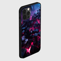 Чехол для iPhone 12 Pro Max Фиолетовые кубы в фиолетовом дыме, цвет: 3D-черный — фото 2