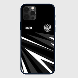 Чехол для iPhone 12 Pro Max Russia - black and white geometry, цвет: 3D-черный