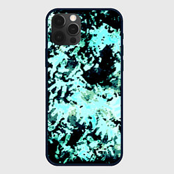 Чехол для iPhone 12 Pro Max Абстракция чёрно-голубой неон, цвет: 3D-черный