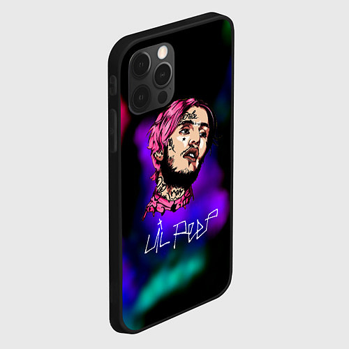 Чехол iPhone 12 Pro Max Lil peep рэп неоновый градиент / 3D-Черный – фото 2