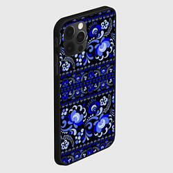Чехол для iPhone 12 Pro Max Новогодняя гжельская роспись цветами на чёрном фон, цвет: 3D-черный — фото 2