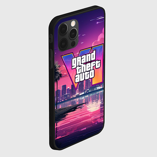 Чехол iPhone 12 Pro Max GTA 6 nigh city / 3D-Черный – фото 2