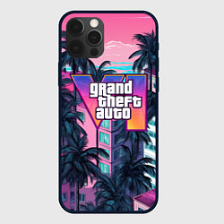 Чехол для iPhone 12 Pro Max GTA 6 Vice logo, цвет: 3D-черный