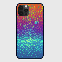 Чехол для iPhone 12 Pro Max Разноцветные пиксели, цвет: 3D-черный