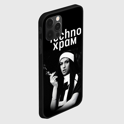 Чехол iPhone 12 Pro Max Techno храм монашка с сигаретой / 3D-Черный – фото 2