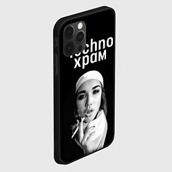 Чехол для iPhone 12 Pro Max Techno храм монашка курит сигарету, цвет: 3D-черный — фото 2