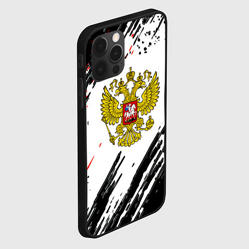Чехол iPhone 12 Pro Max Россия герб рф спорт краски / 3D-Черный – фото 2
