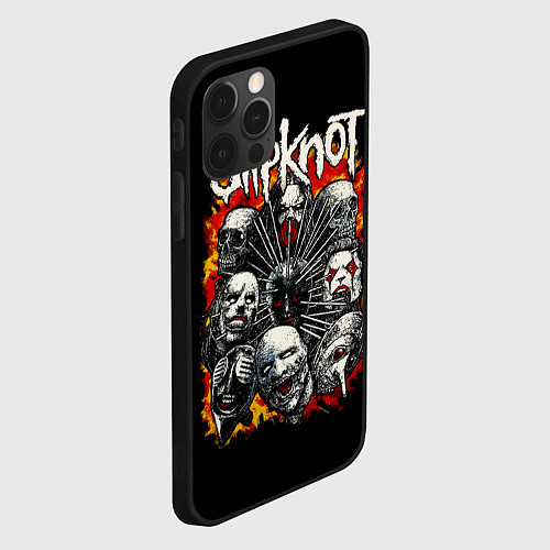 Чехол iPhone 12 Pro Max Slipknot метал-группа / 3D-Черный – фото 2