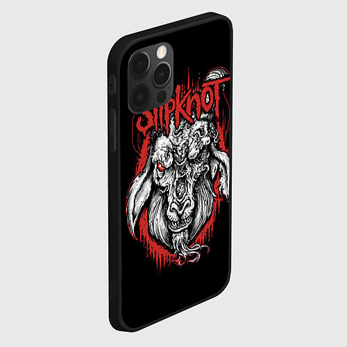 Чехол iPhone 12 Pro Max Slipknot - козёл / 3D-Черный – фото 2