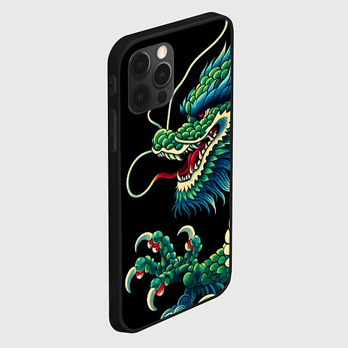 Чехол iPhone 12 Pro Max Japanese irezumi - dragon / 3D-Черный – фото 2